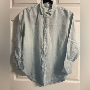 J. Crew Women's Relaxed Blue Casual Button-Down Shirt